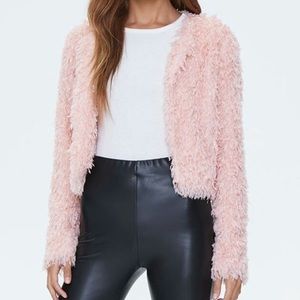 Forever 21 Shaggy Open-Front Jacket, S